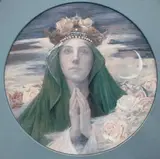 Vierge en prière » by Edgar Maxence, 1904, Gouache en tondo signée et datée en bas à droite, sold Jun 2007