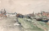 Temps pluvieux à Deauville » by Fernand Herbo, 1930, Aquarelle, sold Jun 2007