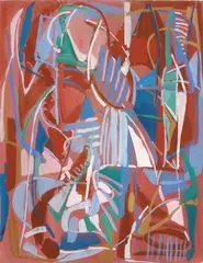 Composition by André Lanskoy, Gouache signée en bas à gauche, sold Jun 2007