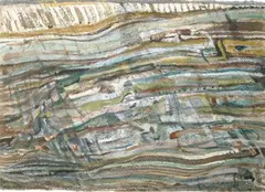 Strates » by Árpád Szenes, 1962, Gouache signée en bas à droite, sold Jun 2007