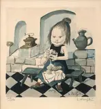 Pigalle nocturne by Jean Commère, Lithographie imprimée en couleurs, sold May 2007