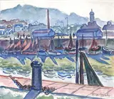 Un port normand by Henri de Saint-Delis, Aquarelle signée en bas à droite, sold May 2007