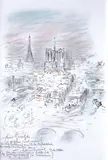 Paris, les toits, Notre Dame et la tour Eiffel" by André Hambourg, 1990, Fusain et pastel signé, sold May 2007