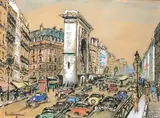 Les grands boulevards à la by Lucien Génin, Aquarelle gouachée signée en bas à gauche, sold May 2007