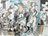 Au jardin by Jacques Ceria Despierre, Aquarelle signée en bas à droite, sold May 2007