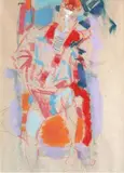 Personnage by Jacques Yankel, Pastel signé en bas à droite, sold May 2007