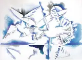 Vol d'oiseaux by André Marchand, Aquarelle sur papier d'Arches signée en bas à droite, sold May 2007