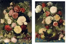 Nature morte au bouquet de fleurs et pommes Bouquet de fleurs by Théophile-Antoine Kwiatkowski, Panneau de merisier ou d'acajou, sold Feb 2013