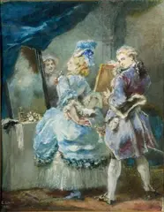 Le Billet doux by Eugène Lami, Aquarelle et rehauts de gouache, sold Feb 2013