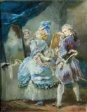 Le Billet doux by Eugène Lami, Aquarelle et rehauts de gouache, sold Feb 2013