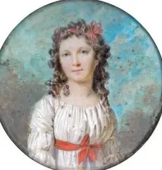 Portrait d'Adélaïde de Vilmorin, comtesse Barrois by Marie-Victoire Lemoine, Gouache sur ivoire de forme ronde, sold Feb 2013