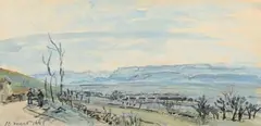 Sur la route des Balbins, près de la côte cet hiver by Johan Jongkind, 1881, Aquarelle, pinceau et encre de Chine, fusain, rehauts de gouache, sold Dec 2012