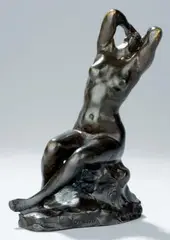 Femme assise les bras levés by Jules Dalou, Bronze à patine brune, sold Dec 2012