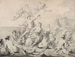 L'enlèvement d'Europe by Pierre-Jacques Cazes, Crayon noir et lavis gris, sold Nov 2012