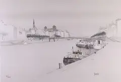 Les quais à Lyon by Georges Damin, Lithographie, sold Jun 2022