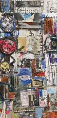 Sans titre by Bruno Constant, 2007, Technique mixte, collage et assemblage d'objets de récupération et dessins à l'encre sur t, sold Jun 2022
