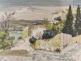 Village du Sud de la France (Cordes-sur-ciel, Tarn?) by Yves Brayer, Lithographie, épreuve d'artiste signée au crayon en bas à droite, sold Jun 2022