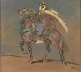 Cavalier arabe by Henri Deluermoz, 1919, Aquarelle et gouache, sold Jun 2022