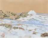 Vagues sur les rochers by Émile Schuffenecker, Aquarelle et gouache cachet en bas à gauche, sold Jun 2022