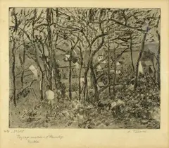 Paysage sous-bois à l'Ermitage by Camille Pissarro, Aquatinte, sold Jun 2020