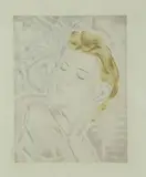 Femme endormie. 1930 by Tsuguharu Foujita, Eau-forte et aquatinte en couleurs sur chine appliqué sur Japon, sold Jun 2020