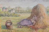Repos à l'ombre de la meule de foin by Hugues Claude Pissarro, Pastel sur papier, sold Nov 2019