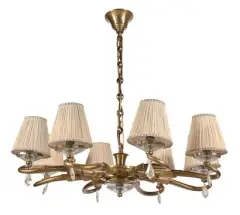 Important lustre by Jules Leleu, Bronze doré à huit bras de lumière en enroulements, sold Nov 2019