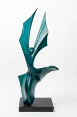 Sans titre by Dominique Dardek, Épreuve en bronze à patine bleue sur socle en bois noirci, sold Oct 2019