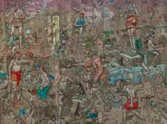 Scène fantastique by Nebojsa Bezanic, 2014, Encre et aquarelle sur papier, sold Oct 2019