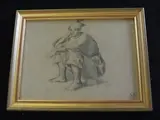 Antillaise pensive au madras by Pierre Bodard, Crayon et fusain sur papier bistre, sold Mar 2012