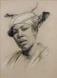 Antillaise au madras by Pierre Bodard, Crayon, fusain et craie sur papier, sold Mar 2012