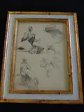 Etude d'antillaises assises sur rocher by Pierre Bodard, Encre sur papier bistre, sold Mar 2012