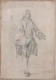Gentilhomme en pied by Hubert-François Gravelot, Crayon noir sur trait de sanguine, sold Feb 2012