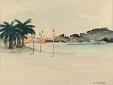 La baie des palmiers by Charles Marcel Echard, Aquarelle, sold Feb 2012