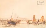 ?La Seine à Paris? by Eugène Isabey, Crayon et aquarelle, sold Mar 2020
