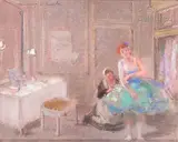 La danseuse et sa couturière dans sa loge by Lucien Victor Guerand de Scevola, Pastel sur papier, sold Mar 2020