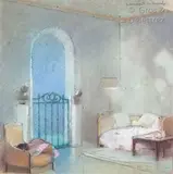 Le petit intérieur au canapé et aux murs gris by Lucien Victor Guerand de Scevola, Pastel sur papier, sold Mar 2020