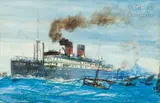 Peintre officiel de la Marine Paquebot en mer by Bernard Lachèvre, Aquarelle signée en bas à gauche, sold Mar 2020
