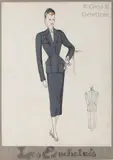 Projet de tailleur «?Les Enchainés? by Jeanne Lanvin, Gouache sur papier, sold Dec 2019