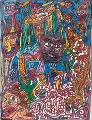 Composition au masque by Robert Combas, Lithographie contresignée et datée (19), sold Dec 2019