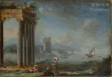 Lavandières près d’un portique en ruine by Gennaro Greco, Toile, sold Dec 2019