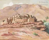 Kasbah de Timzourin by Henri Jean Pontoy, 1934, Gouache et aquarelle sur papier Située et datée en bas à gauche, sold Nov 2019