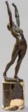Jeune femme nue les bras tendus vers le ciel by Georges Halbout du Tanney, Épreuve en bronze à patine brune non signée, sold Jun 2010
