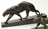 Sans titre by Maurice Prost, Épreuve en bronze à patine noire représentant une panthère marchant sur une base inclinée, sold Jun 2010