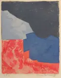 Composition bleu, rouge, grise et noire by Serge Poliakoff, 1960, Lithographie en couleurs, épreuve d'artiste signée (300 épreuves numérotées), sold Jun 2010