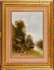 Pêcheurs en barque by Gabriel Hippolyte Lebas, Aquarelle, sold Apr 2024