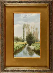 L'étang by Auguste Allongé, Aquarelle, sold Apr 2024