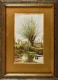 La mare au canards by Auguste Allongé, Aquarelle, sold Apr 2024
