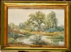 La mare by Auguste Allongé, Aquarelle, sold Apr 2024