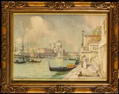Gondoles à Venise by Henri Zuber, Aquarelle, sold Apr 2024